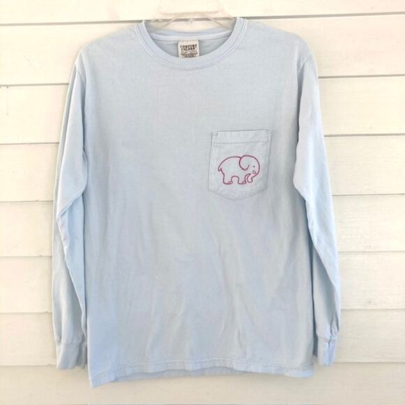 Ivory Ella Baby Blue & Pink Elephant Hamsa Evil Eye Design Pocketed T-Shirt S - Picture 3 of 5